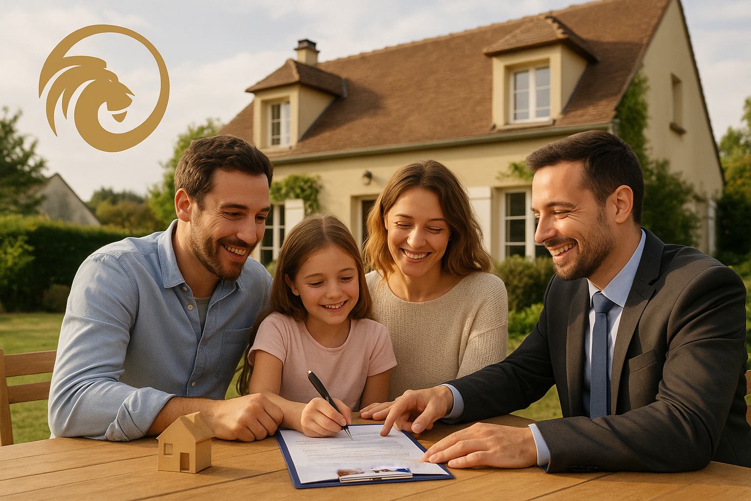 Famille heureuse après une transaction immobilière réussie